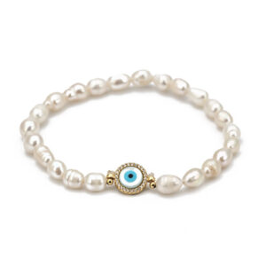Elastische kralenarmband blauw oog