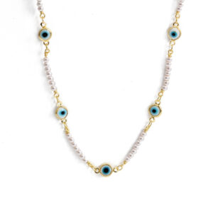 Turks blauw oog amulet ketting goudkleurig