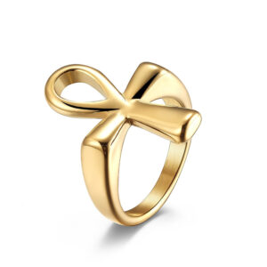 Ankh levenskruis ring goudkleurig