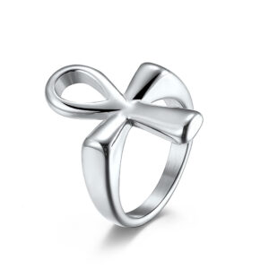 Ankh levenskruis ring zilverkleurig