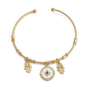 Bangle armband Hand van Fatima met ster goudkleurig