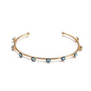 Bangle armband boze oog Turks blauw goudkleurig