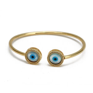 Bangle armband boze oog Grieks blauw goudkleurig