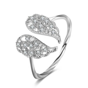 Beschermengelvleugels ring zilverkleurig