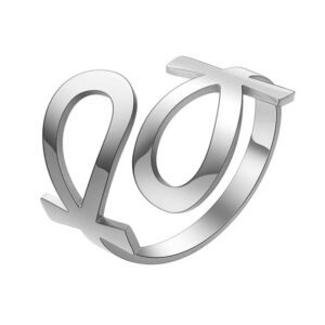 Verstelbare Ankh levenskruis ring zilverkleurig