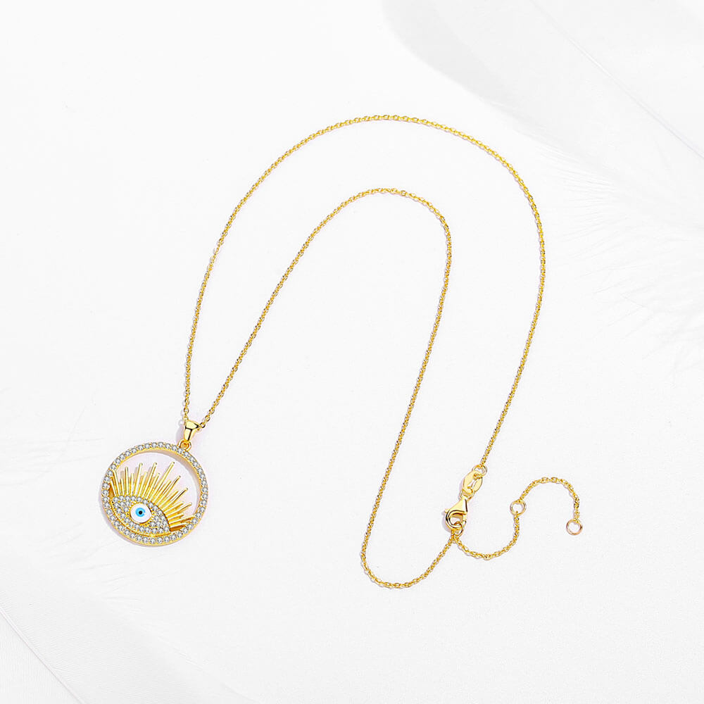 Ketting hamsa met blauw oog, goudkleurig staal 3 Ketting hamsa met blauw oog, goudkleurig staal - Afbeelding 3