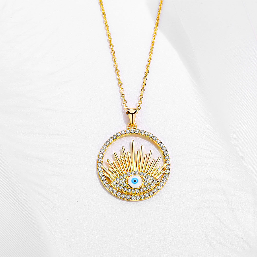 Ketting hamsa met blauw oog, goudkleurig staal 4 Ketting hamsa met blauw oog, goudkleurig staal - Afbeelding 4