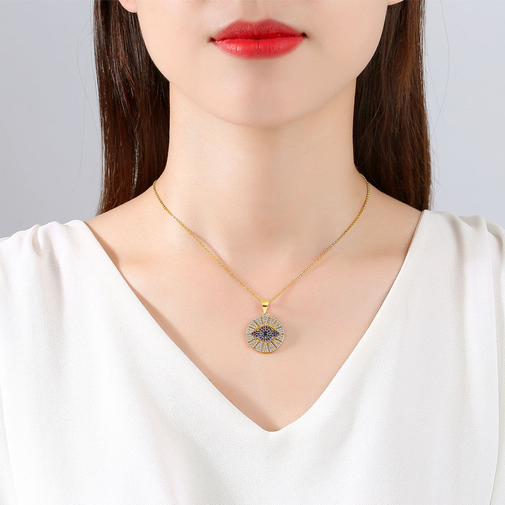 Ketting met hamsa-hanger in effen goudkleurig staal 2 Ketting met hamsa-hanger in effen goudkleurig staal - Afbeelding 2
