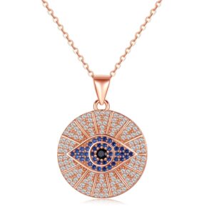 Ketting met hamsa-hanger, rosegoudkleurig staal