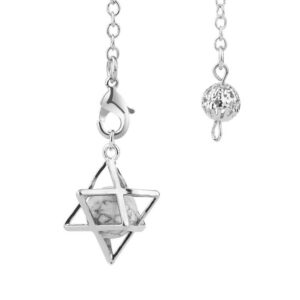 Pendel merkaba met parel van witte turkoois