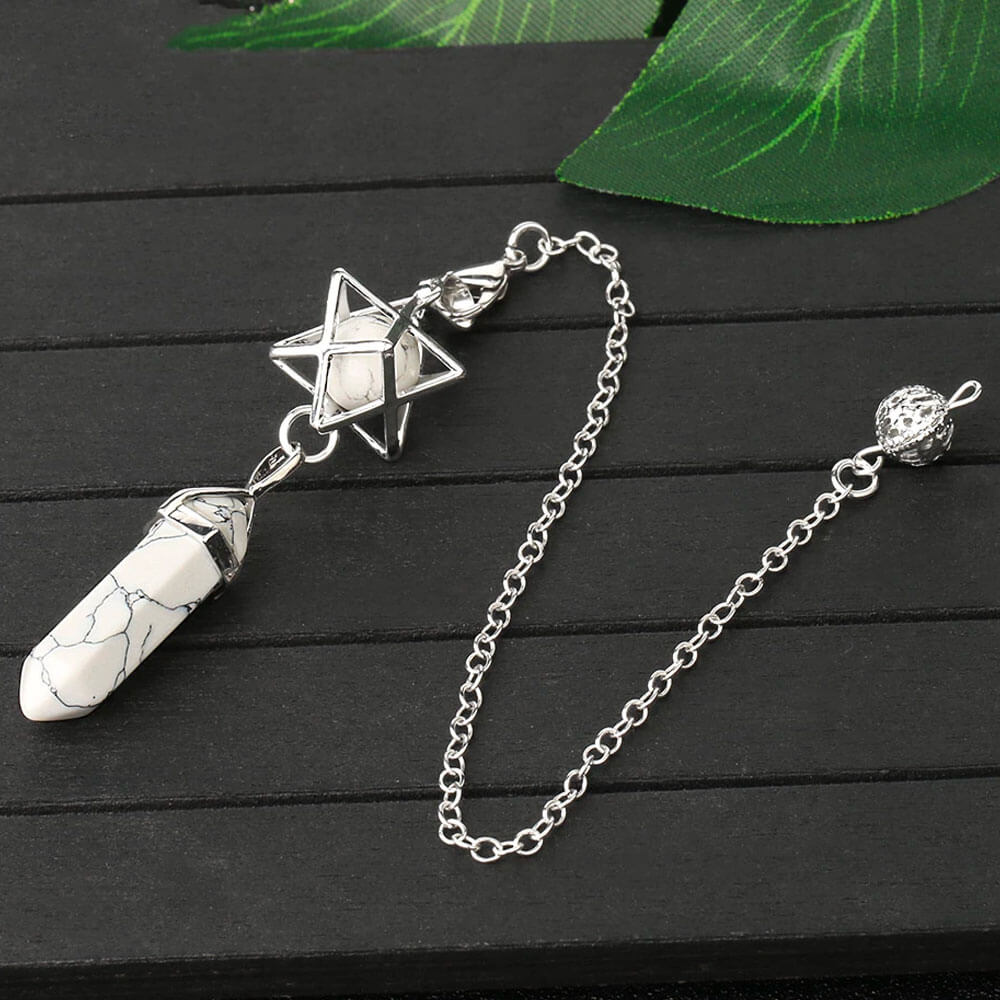 Pendel merkaba met zuil van witte turkoois 2 Pendel merkaba met zuil van witte turkoois - Afbeelding 2