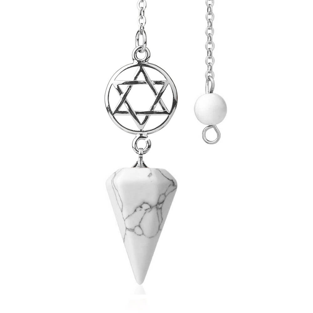 Pendel witte turkoois met pentagram 1 Pendel witte turkoois met pentagram