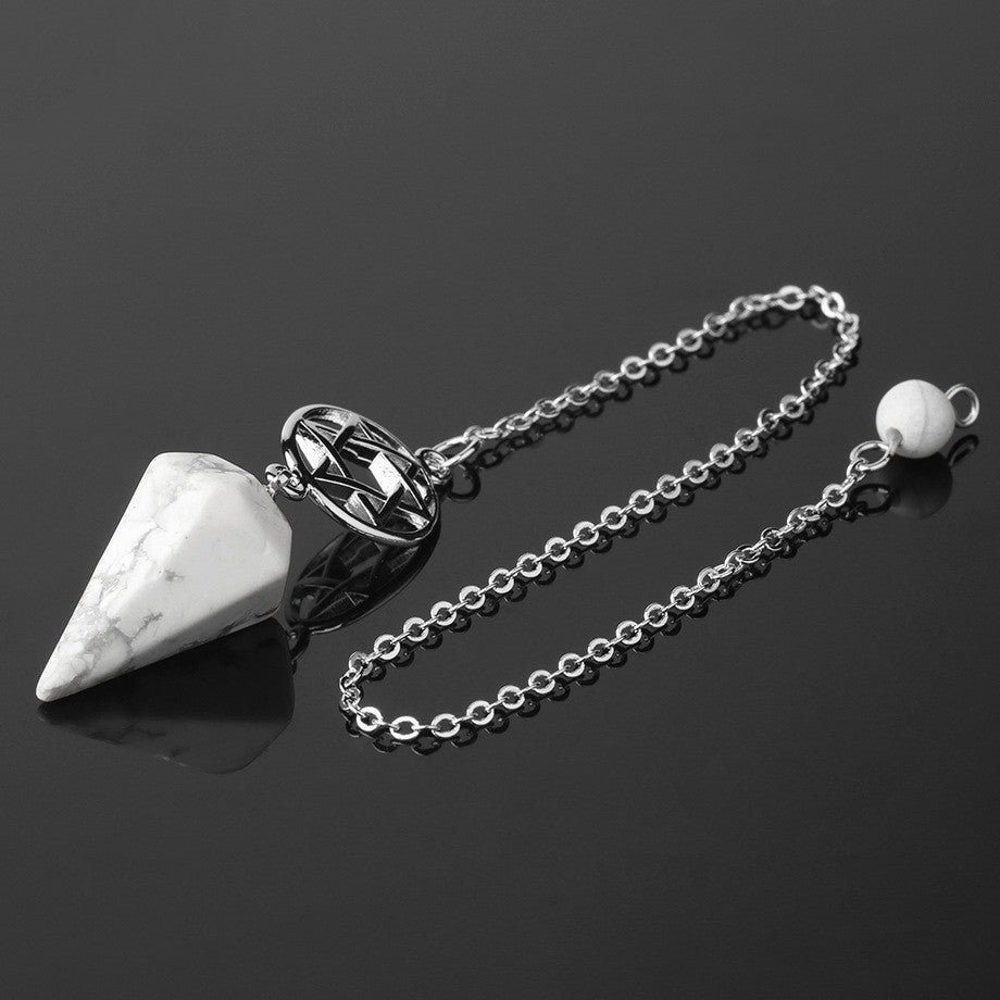 Pendel witte turkoois met pentagram 2 Pendel witte turkoois met pentagram - Afbeelding 2